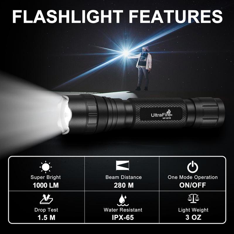 1200LM Tactical LED Flashlight with Holster and Rechargeable Battery