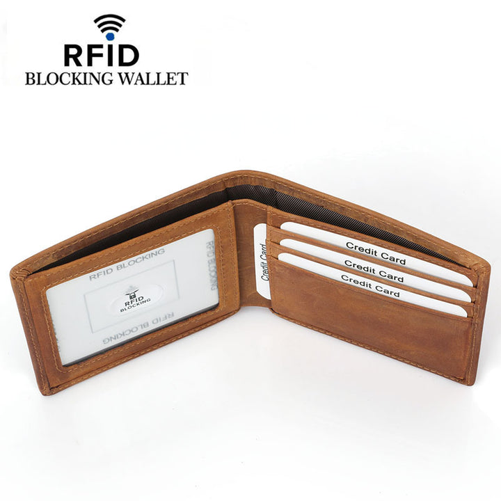 RFID Leather Bifold Retro Men's Wallet