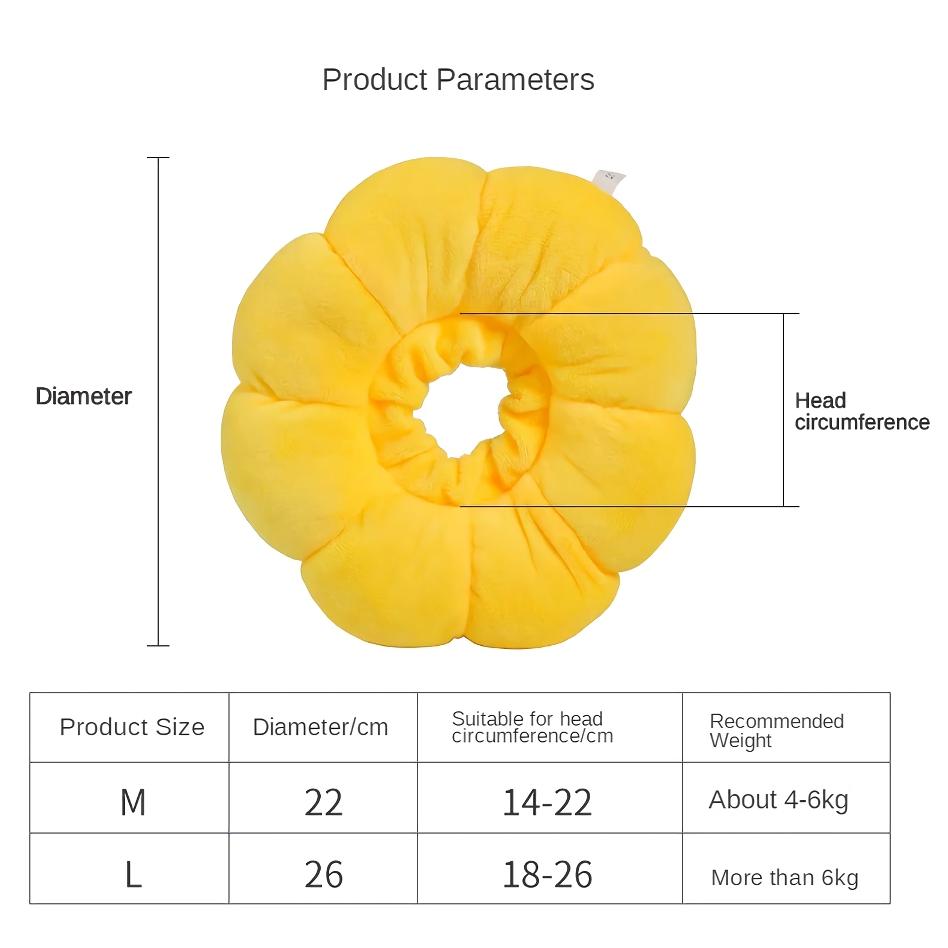 Yellow Cotton Sunflower Shaped Anti-Lick Bite Neck Collar for Cats