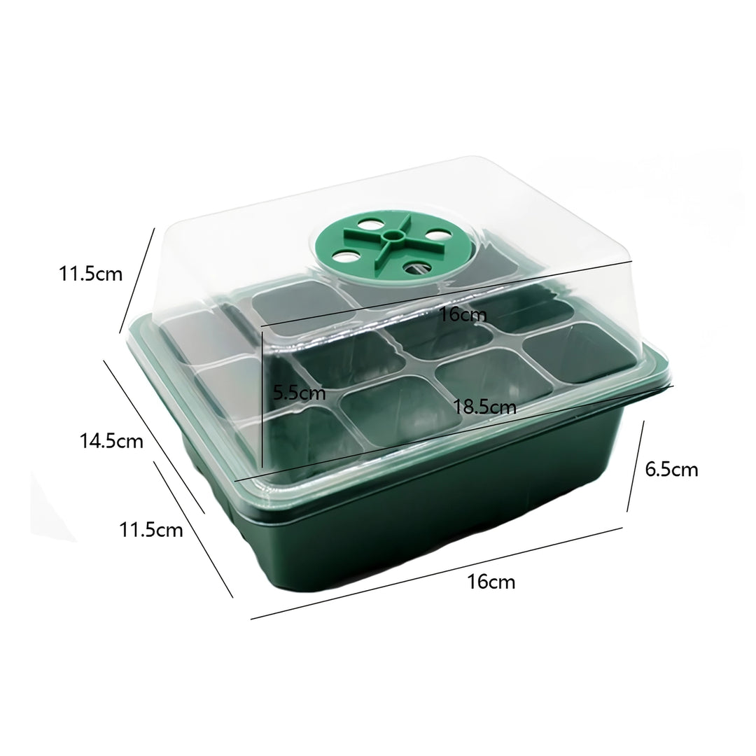 12-Cell Seedling Tray with Humidity Dome and Drainage Holes