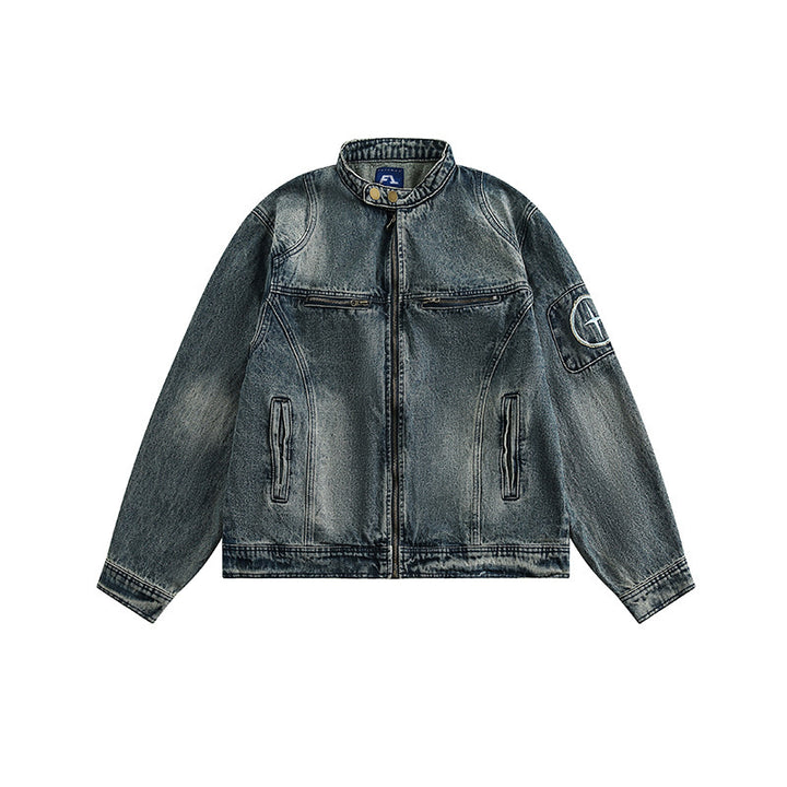 Men's Fashion Retro Trend Embroidered Denim Jacket