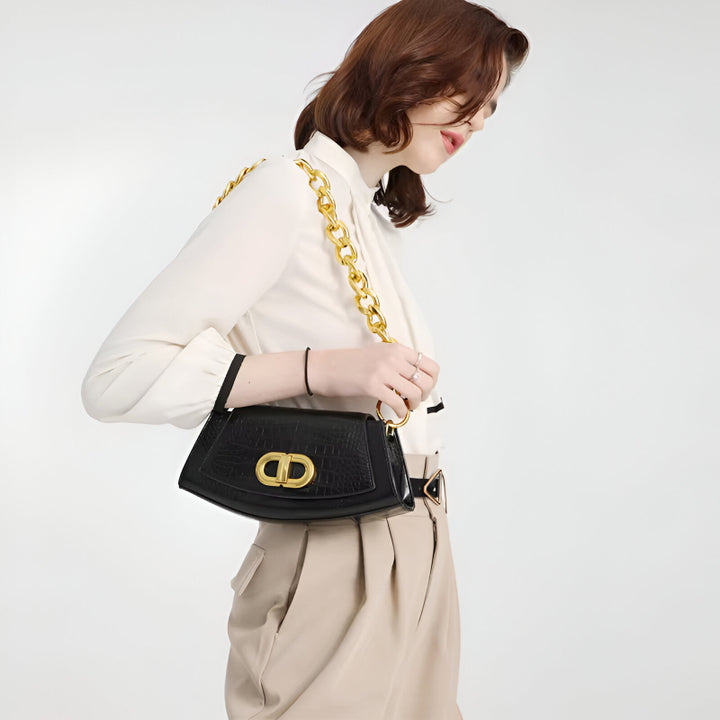 Luxury Alligator Print Crossbody Shoulder Bag with Chain