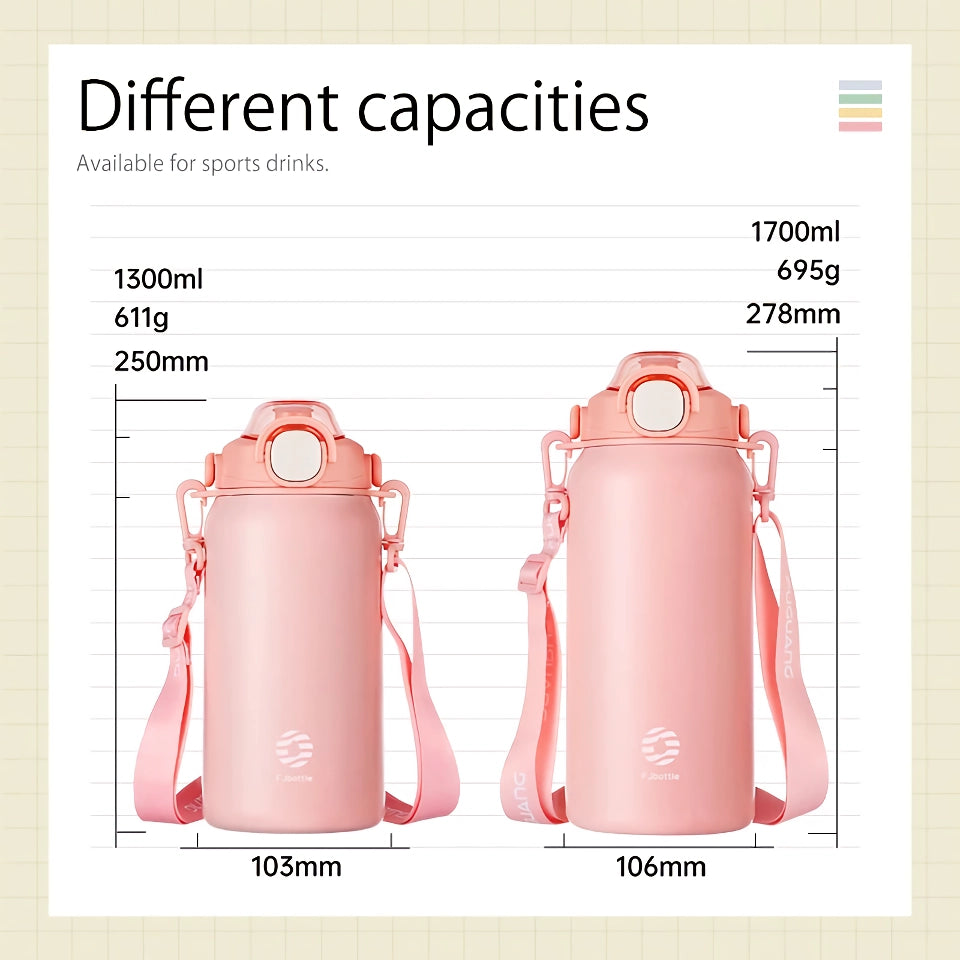 Large Capacity Stainless Steel Thermos Bottle with Straw – Hot & Cold Vacuum Flask for Gym