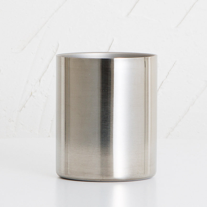 Stainless Steel Cylinder Pen Holder for Desk and Makeup Brushes