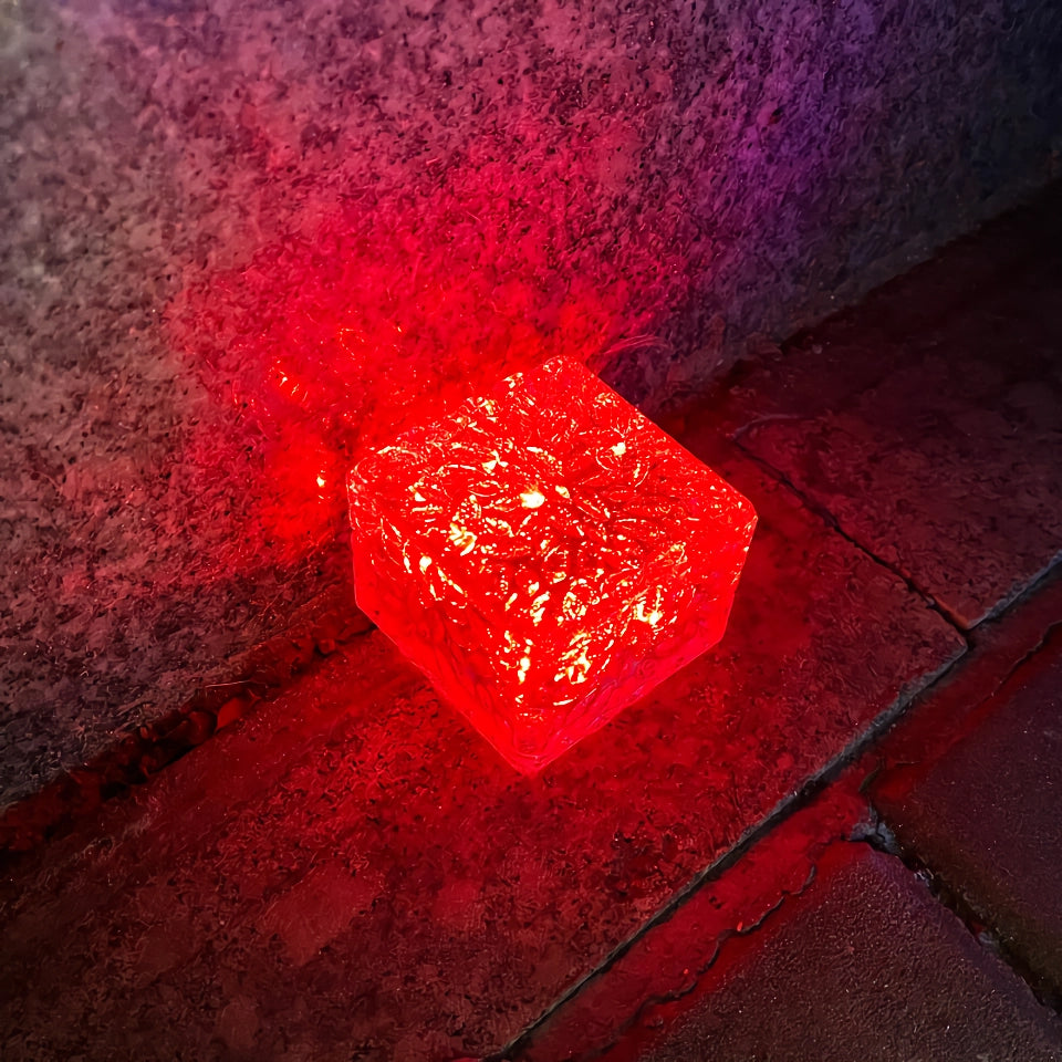 Solar-Powered LED Garden Path Lights - Decorative Outdoor Ice Cube Lamps