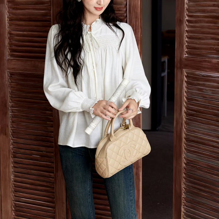 Elegant Ruffle Collar Long Sleeve Blouse