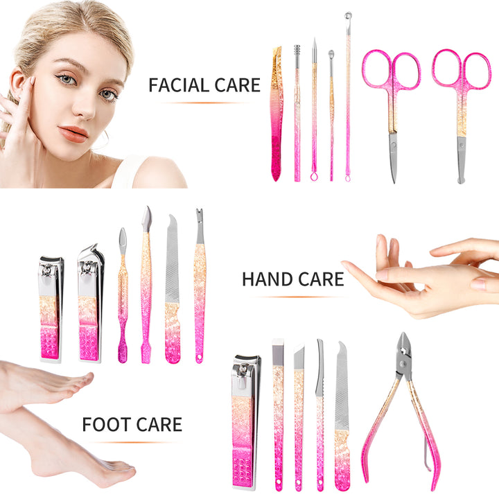 Luxury Gradient Pink Gold Manicure & Pedicure Set