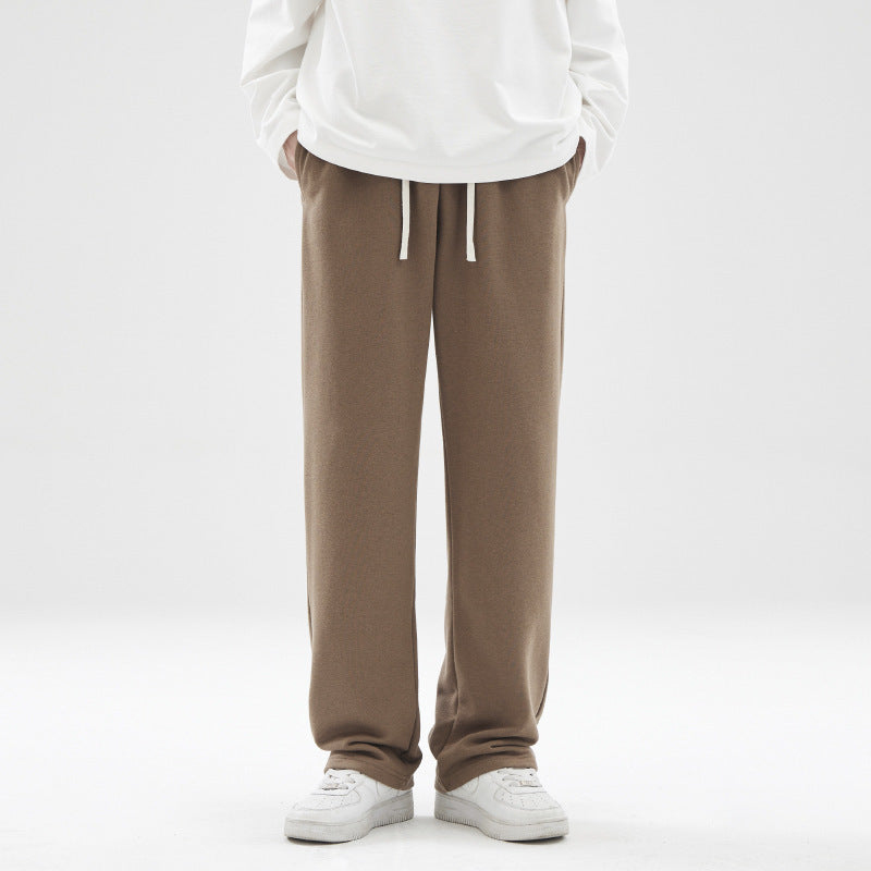 Fashion Brand Draping Effect Straight Gray Sweatpants Men