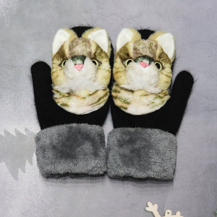 Winter Women's Plush Cartoon Animal Gloves