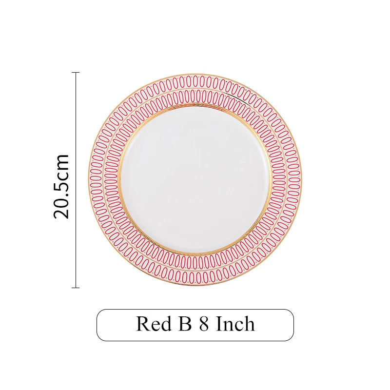 6PCS Nordic Bone China Ceramic Plates Set - Elegant Dinnerware & Dessert Plates