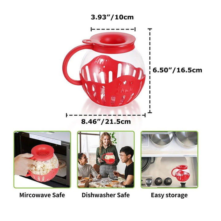 Microwave Glass Popcorn Popper with Silicone Lid