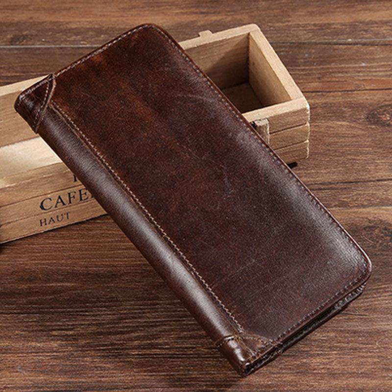 Cowhide Wallet Retro Waxed Cowhide Leather Wallet Coin Multi-card Wallet - Trendha