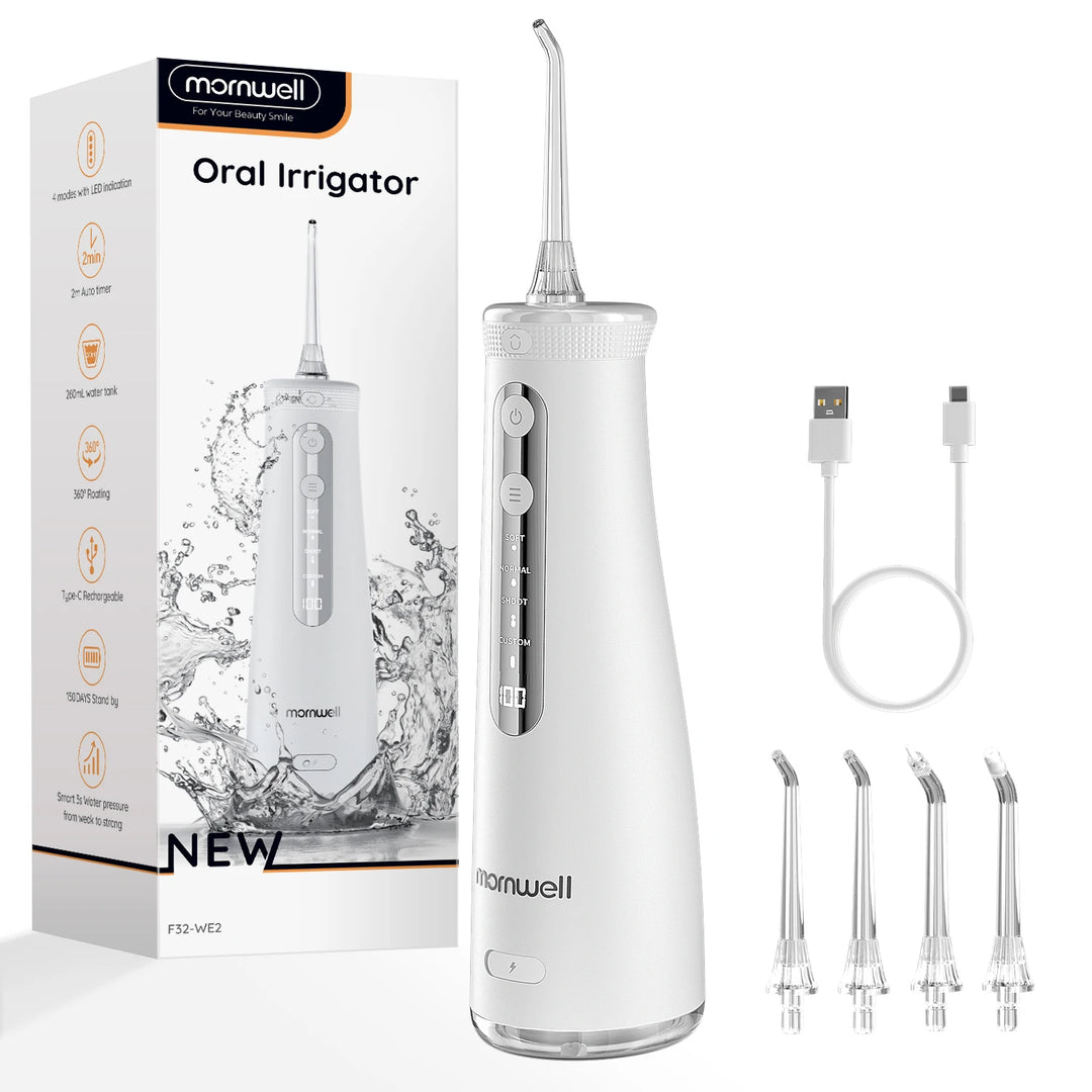 Portable Cordless Water Flosser with 4 Jet Tips, 4 Modes