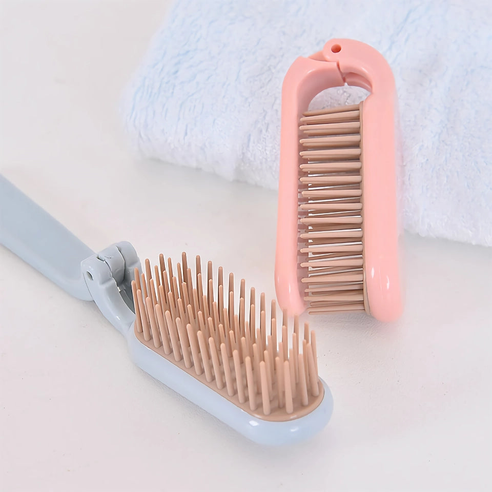 Compact Foldable Detangling Hair Brush & Scalp Massager