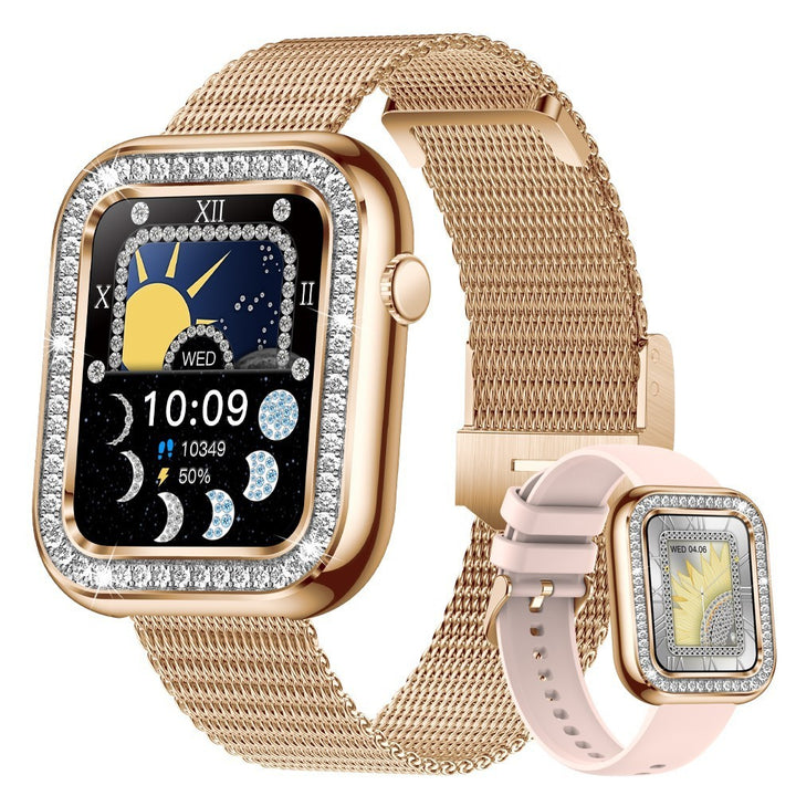 New Square Fashion Women Smart Wristwatch Diamond Waterproof