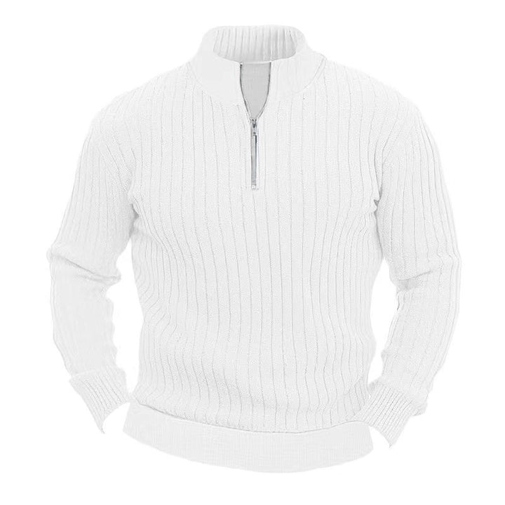 Leisure Pullover Men's Sweater Solid Color Stand Collar Long Sleeve