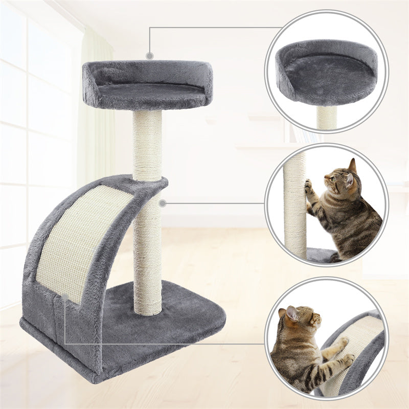 Compact 26-Inch Cat Scratching Post with Plush Perch and Curved Scratching Board