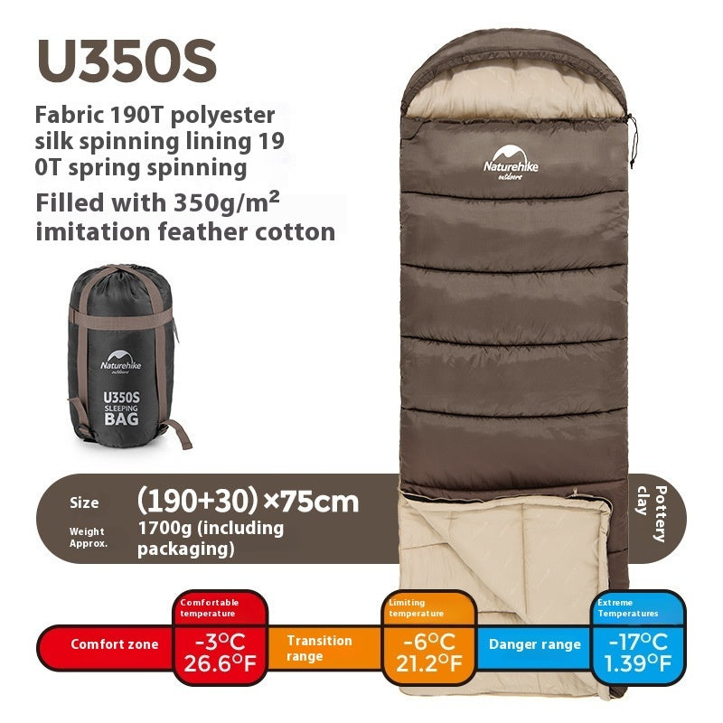 Naturehike Series Envelope Hooded Sleeping Bag Outdoor Camping Autumn And Winter Cold-proof Double