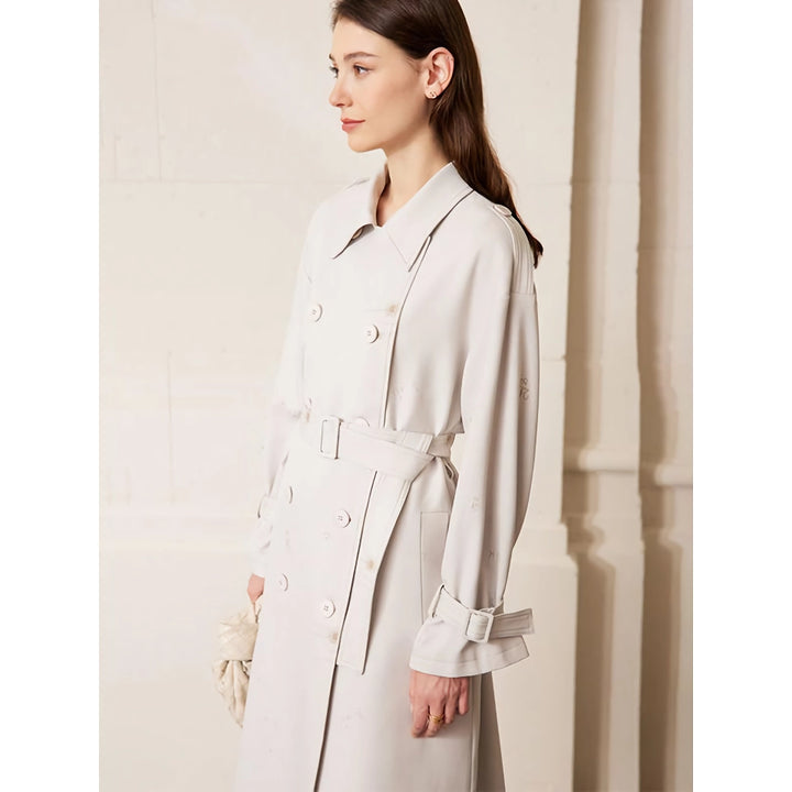 Elegant Double Breasted Minimalist Trench Coat with Belt