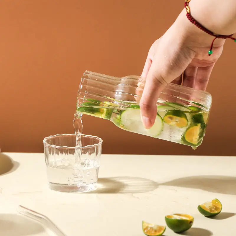 Glass Water Bottle and Teacup Set