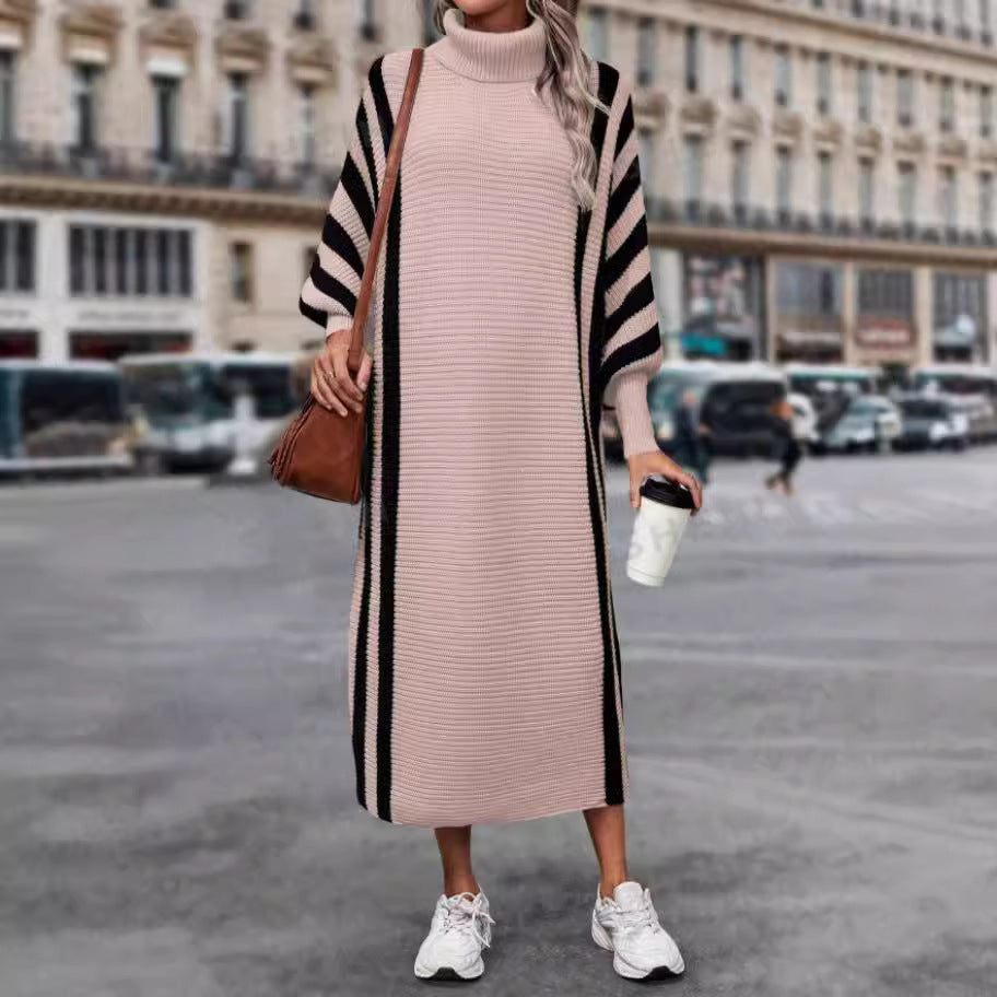 Casual Unisex Style Striped Long Knitted Dress