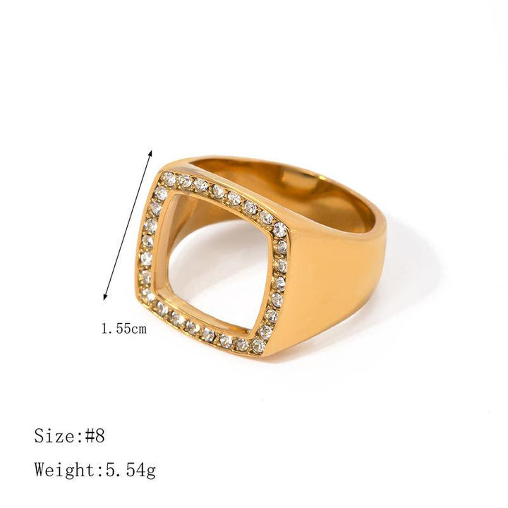 18k Gold Plated Stainless Steel Chunky Square Ring