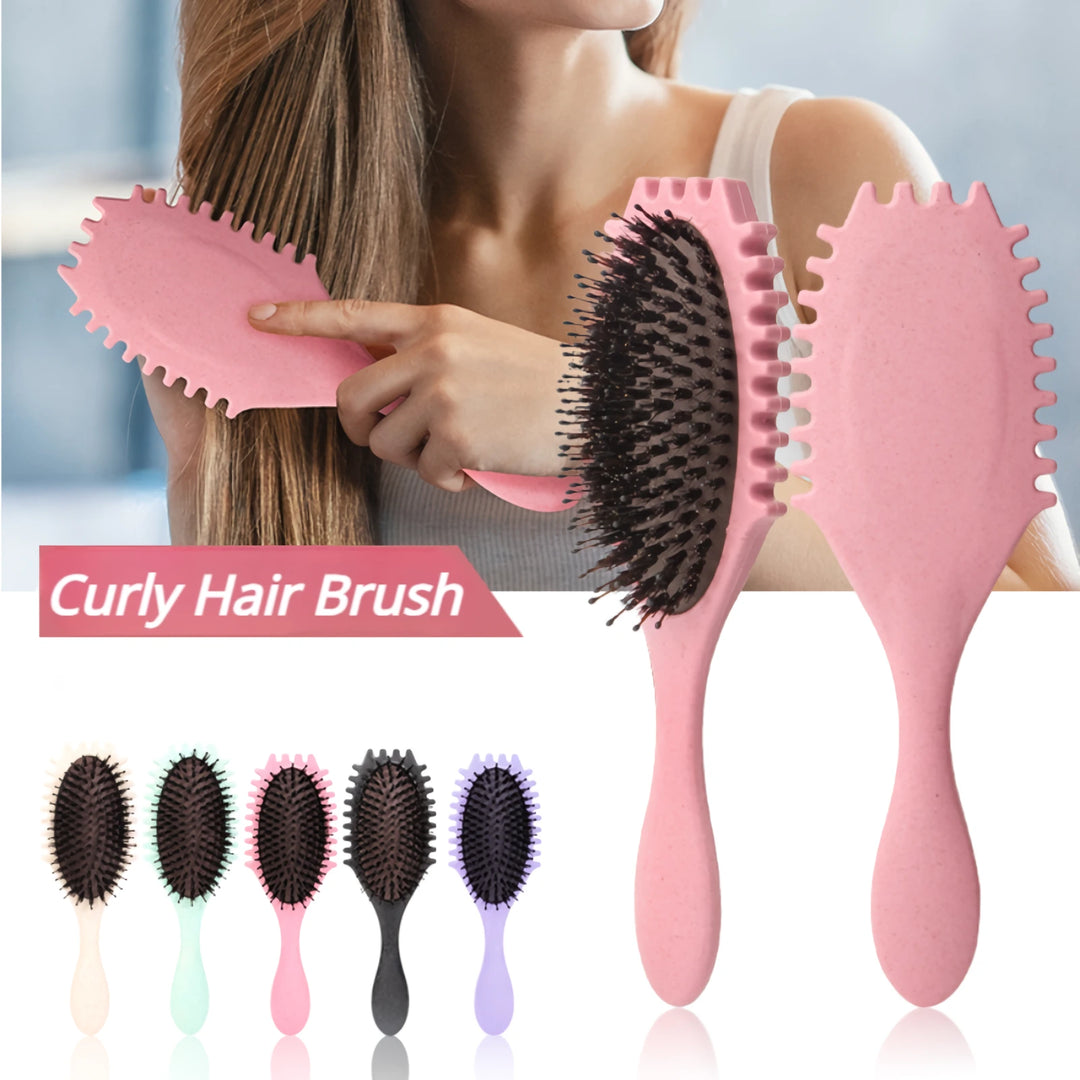 Boar Bristle Curl Defining Detangling Hair Brush