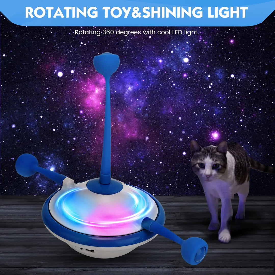 3-in-1 Interactive UFO Cat Toy with Feather, Butterfly, and LED Light