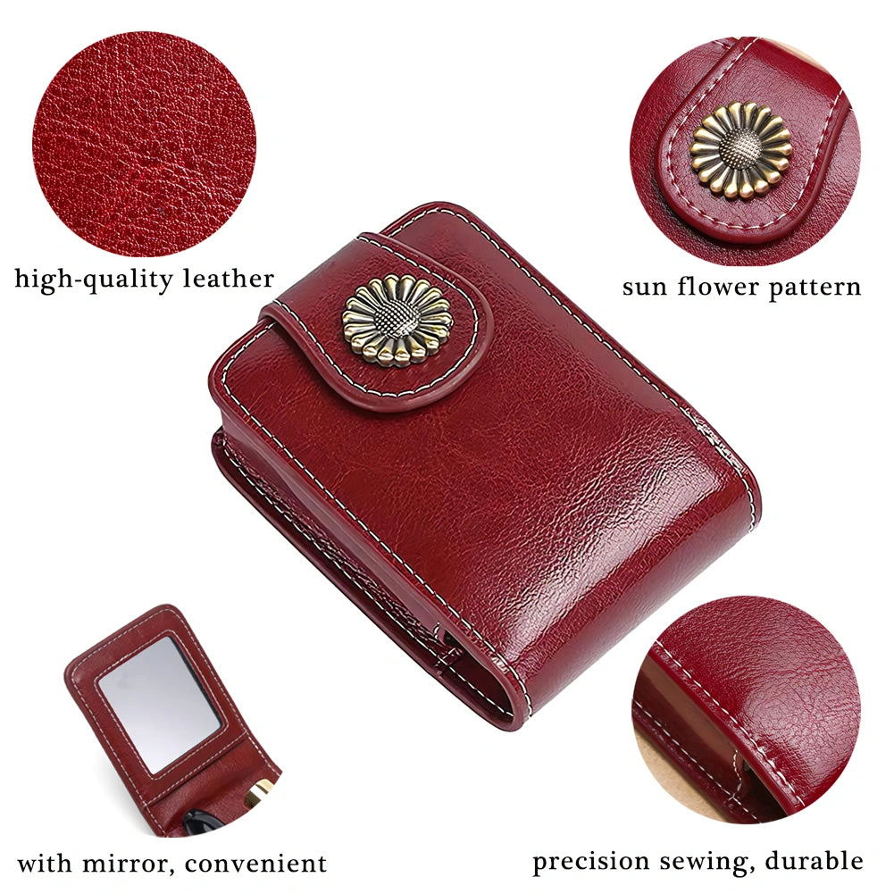 Mini Portable Leather Makeup Bag with Mirror