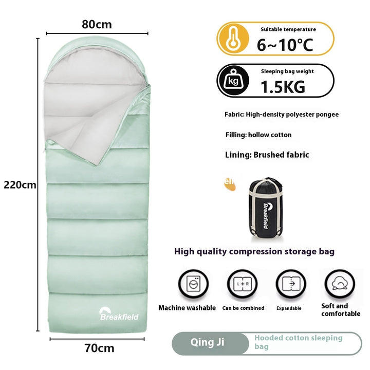 Outdoor Camping Thickened Waterproof Cotton Sleeping Bag Four Seasons Machine Washable Splicing Sleeping Bag