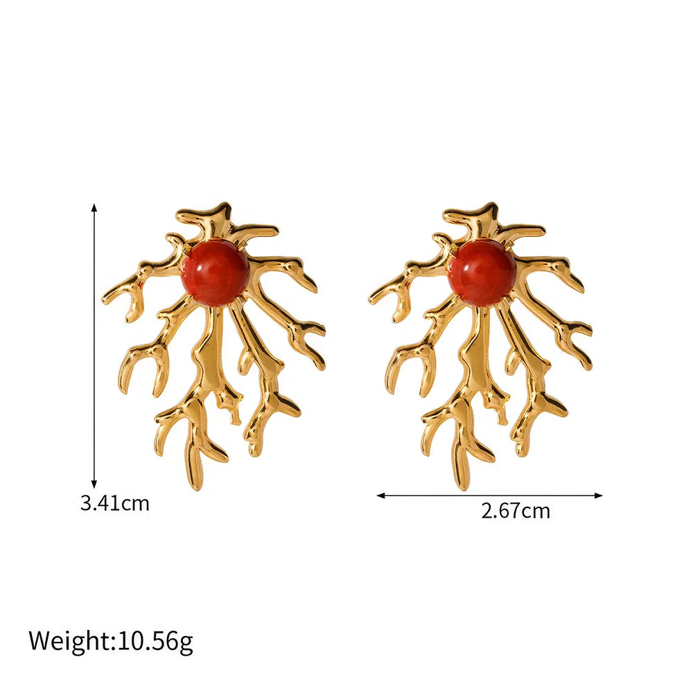 Gold Plated Coral-shaped Earrings
