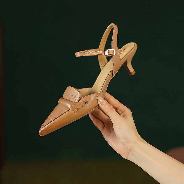 Elegant Leather Slingback Heels - Summer 2023 Women's Pointed High Heels