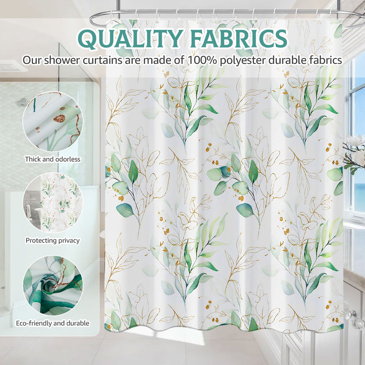 Leaf Pattern Waterproof Shower Curtain