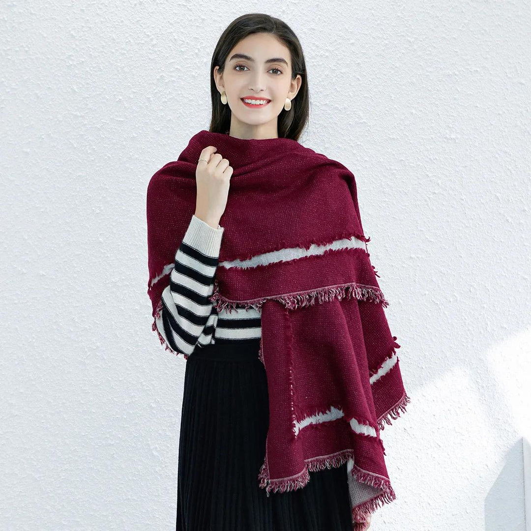 Luxury 100% Wool Cashmere Scarf Pashmina Poncho Shawl for Women