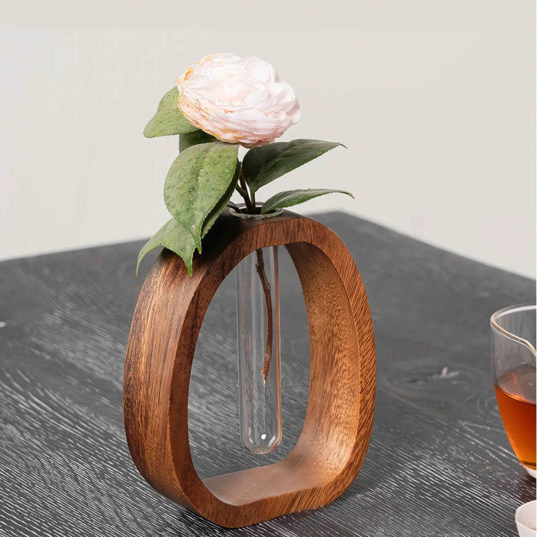 Walnut Solid Wood Flower Vase - Modern Creative Plant Stand