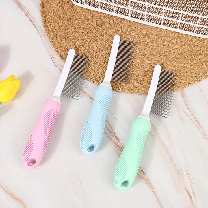 Pet Grooming Comb with Long & Short Stainless Steel Teeth