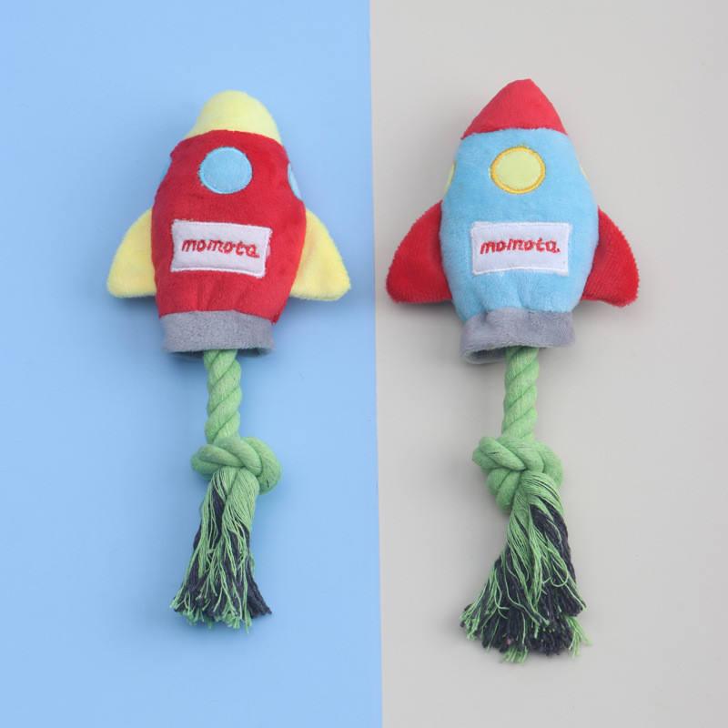 Rocket Shaped Plush Chew Toy for Dogs – Durable Corduroy Bite Resistant Toy