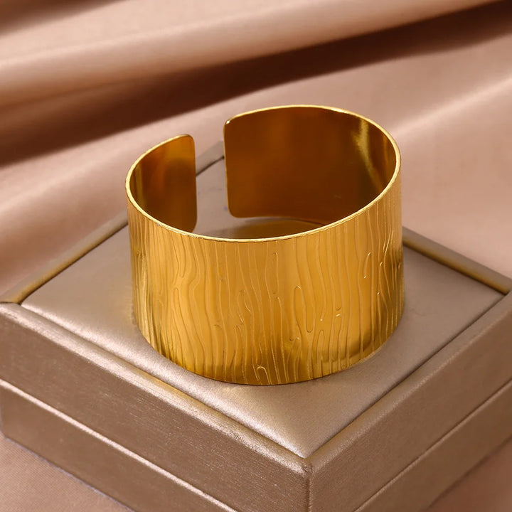 Trendy Gold Stainless Steel Cuff Bracelet