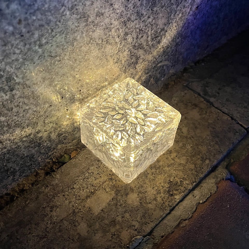 Solar-Powered LED Garden Path Lights - Decorative Outdoor Ice Cube Lamps