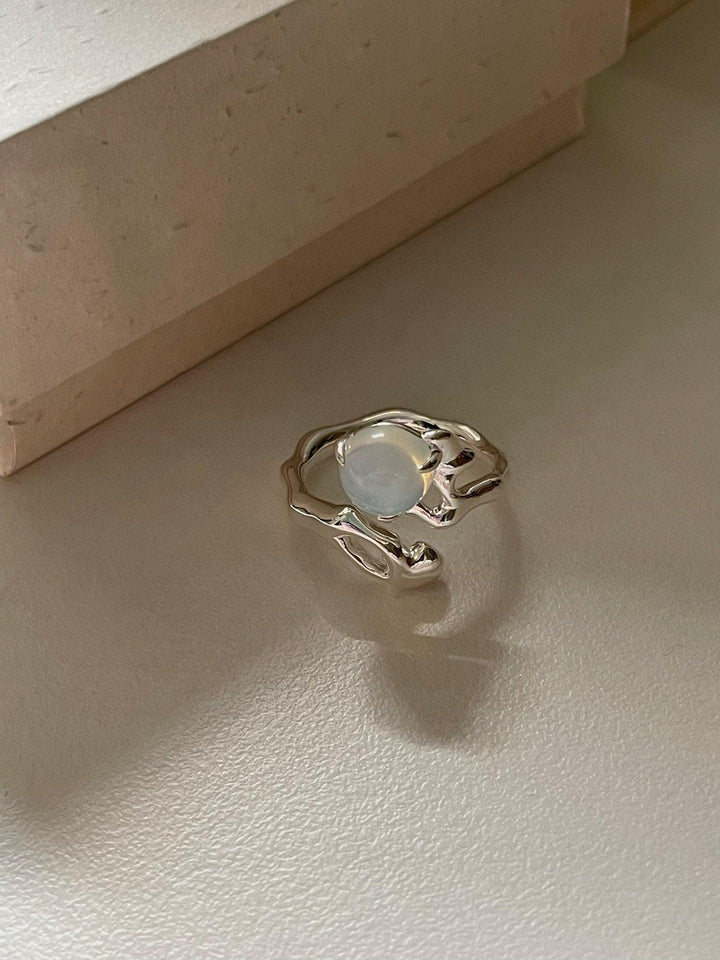 Design Opal Set Sterling Silver Ring Adjustable - Trendha