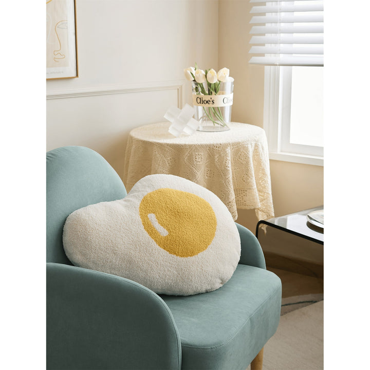 Kawaii Fried Egg Throw Pillow – Super Soft Cozy Cushion for Home Decor