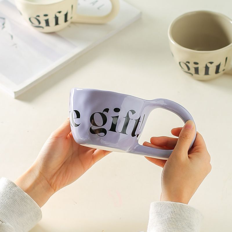 Handmade Creative Alphabet Ceramic Mug for Coffee and Tea