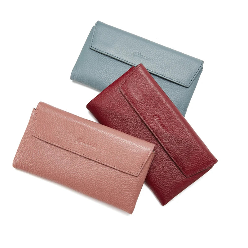 Genuine Leather Trifold Wallet with Coin Purse and Card Holder