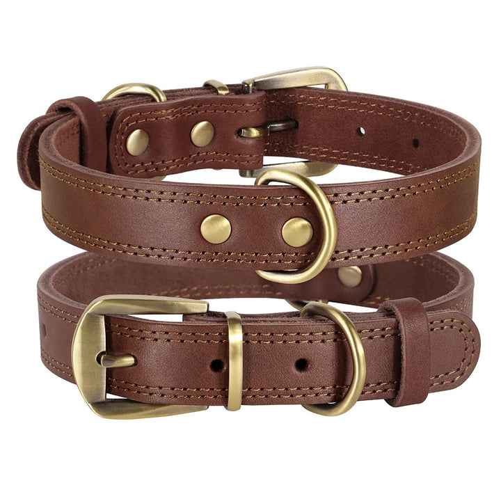 Genuine Leather Dog Collar Durable and Adjustable for Small and Large Dogs