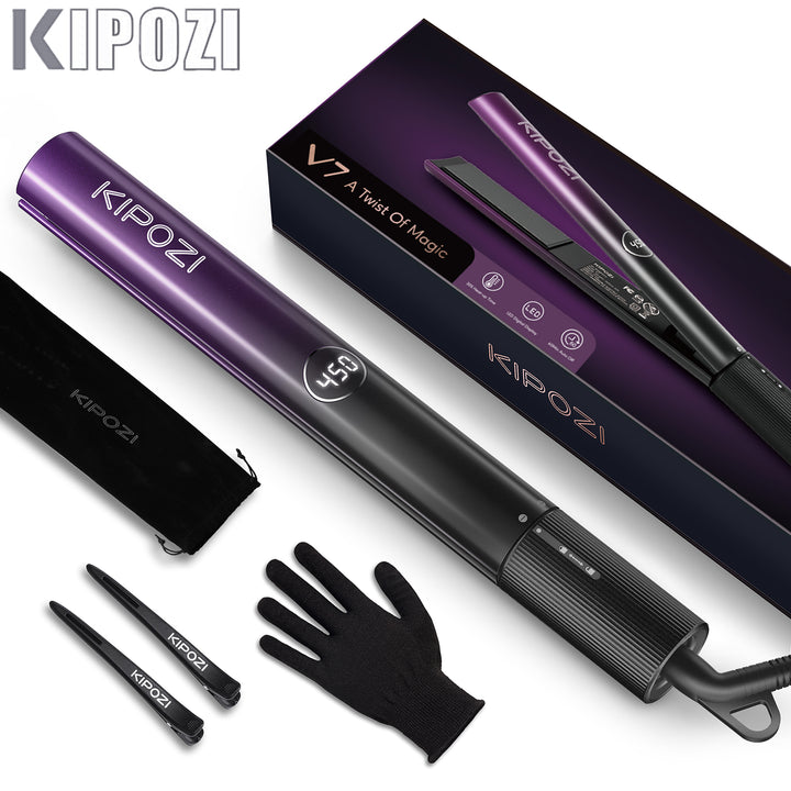 Professional Nano Titanium Hair Straightener and Curling Iron with LCD Display