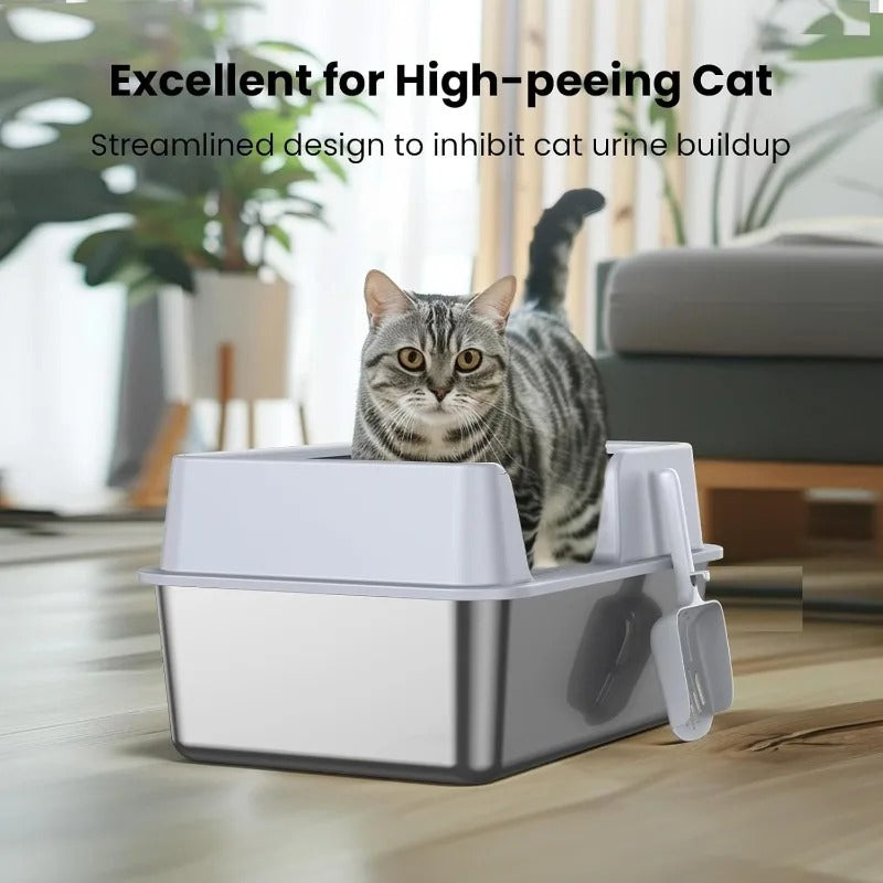 Stainless Steel Cat Litter Box with Lid