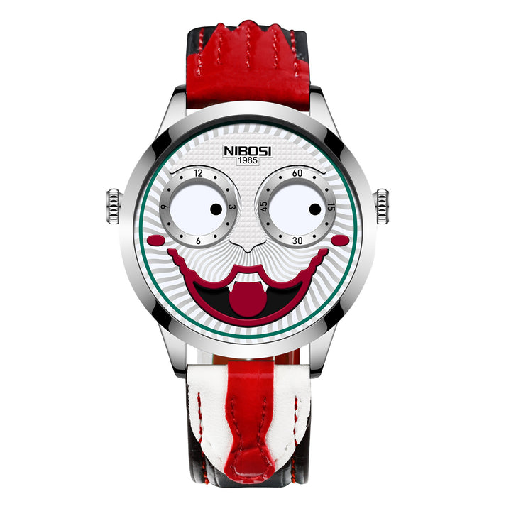 Russian Clown Men's Watch Leather Waterproof