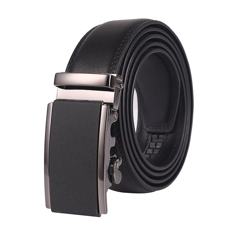 Men's Leather Automatic Buckle Two-layer Cowhide Embossed Belt