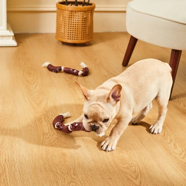 Durable Cotton Rope & Vinyl Sausage Toy for Pets