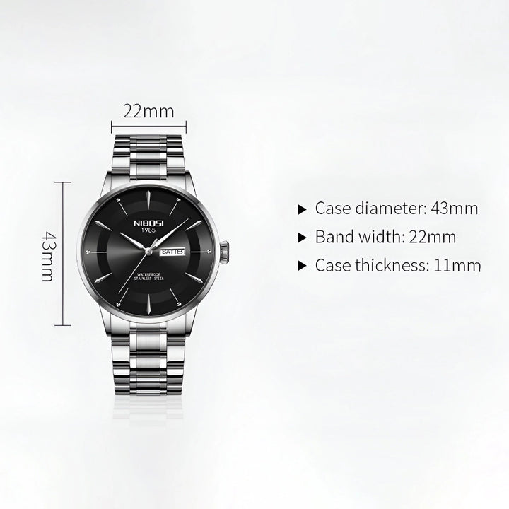 Luxury Waterproof Quartz Sports Watch with Luminous Stainless Steel